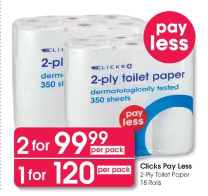 Clicks Pay Less 2-Ply Toilet Paper