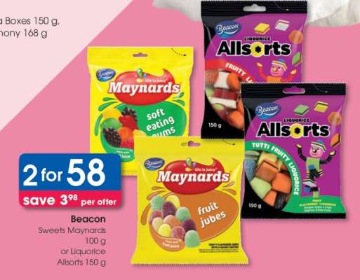 Beacon Sweets Maynards 100 g or Liquorice Allsorts 150 g
