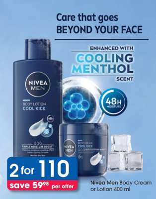 Nivea Men Body Cream or Lotion 400 ml