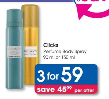 Clicks Perfume Body Spray 90 ml or 150 ml
