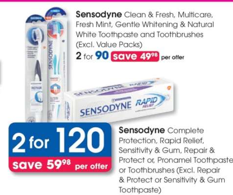 Sensodyne Complete Protection, Rapid Relief, Sensitivity & Gum, Repair & Protect or, Pronamel Toothpaste or Toothbrushes (Excl. Repair & Protect or Sensitivity & Gum Toothpaste)
