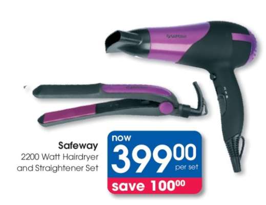 Safeway 2200 Watt Hairdryer and Straightener Set
