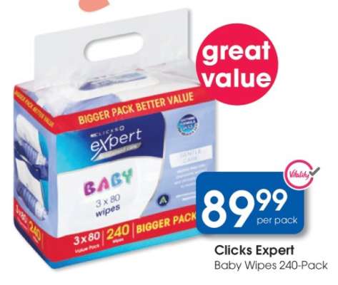 Clicks Expert Baby Wipes 240-Pack