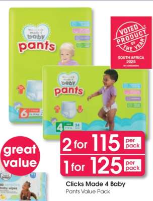 Clicks Made 4 Baby Pants Value Pack