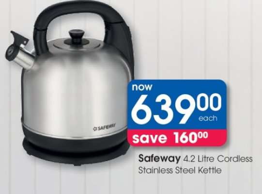 Safeway 4.2 Litre Cordless Stainless Steel Kettle