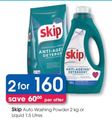 Skip Auto Washing Powder 2 kg or Liquid 1.5 Litres