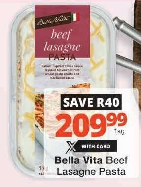 Bella Vita Beef Lasagne Pasta