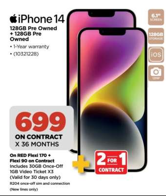 iPhone 14 128GB Pre Owned + 128GB Pre Owned