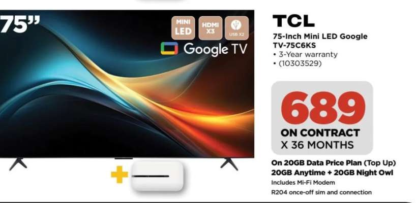 TCL 75-Inch Mini LED Google TV-75C6KS