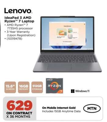 Lenovo IdeaPad 3 AMD Ryzen 7 Laptop