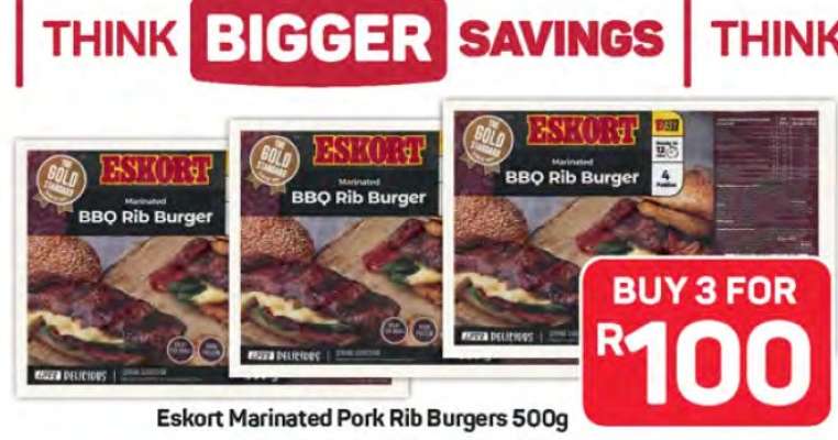 Eskort Marinated Pork Rib Burgers 500g