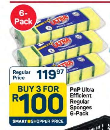 PnP Ultra Efficient Regular Sponges 6-Pack
