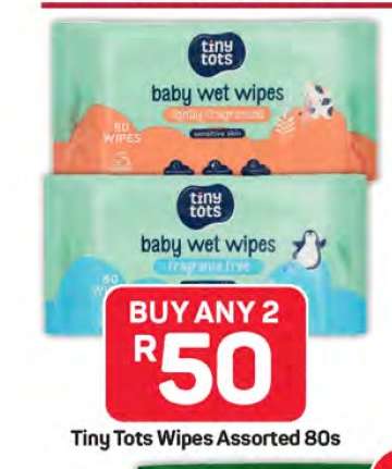 Tiny Tots Wipes Assorted 80s