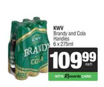 KWV Brandy and Cola Handies