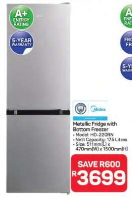Metallic Fridge with Bottom Freezer