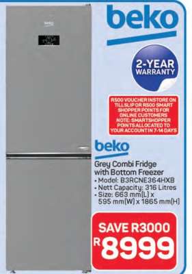 Beko Grey Combi Fridge with Bottom Freezer