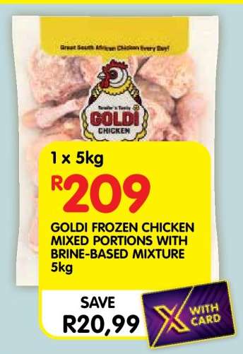 GOLDI FROZEN CHICKEN MIXED PORTIONS WITH BRINE-BASED MIXTURE 5kg