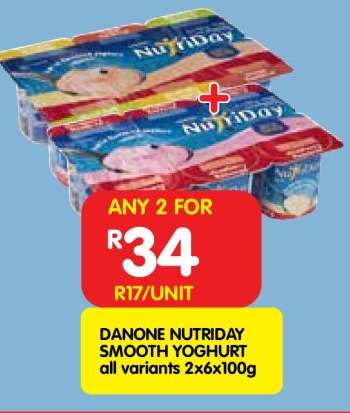 DANONE NUTRIDAY SMOOTH YOGHURT all variants 2x6x100g
