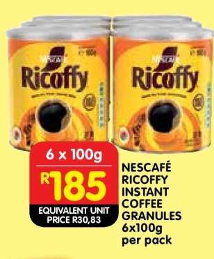 NESCAFÉ RICOFFY INSTANT COFFEE GRANULES 6x100g per pack