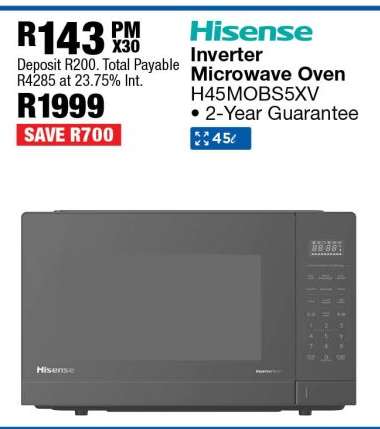 Hisense Inverter Microwave Oven H45MOBS5XV