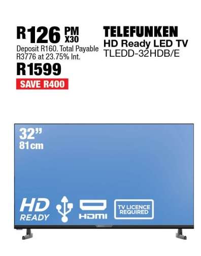 TELEFUNKEN HD Ready LED TV TLEDD-32HDB/E