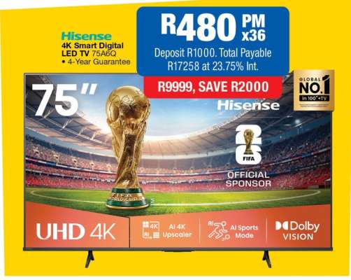 Hisense 4K Smart Digital LED TV 75A6Q