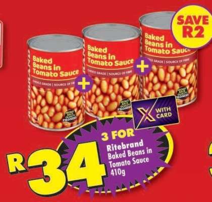 RITEBRAND BAKED BEANS IN TOMATO SAUCE 410g