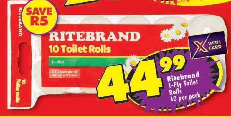 RITEBRAND 1-PLY TOILET ROLLS