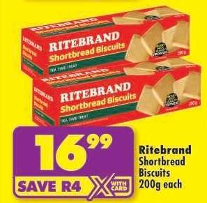 Ritebrand Shortbread Biscuits 200g each