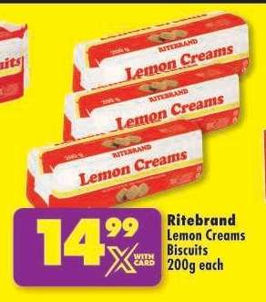Ritebrand Lemon Creams Biscuits 200g each