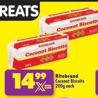 Ritebrand Coconut Biscuits 200g each
