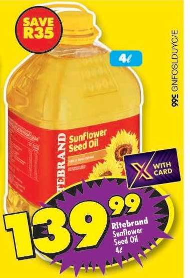 Ritebrand Sunflower Seed Oil 4ℓ