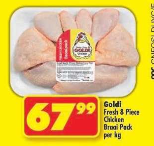 GOLDI FRESH 8 PIECE CHICKEN BRAAI PACK per kg