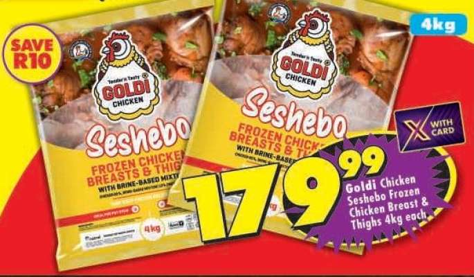 Goldi Chicken Sesehbo Frozen Chicken Breast & Thighs 4kg each