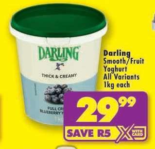 Darling Smooth/Fruit Yoghurt All Variants 1kg each