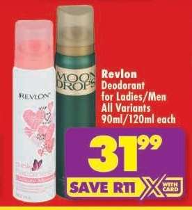 Revlon Deodorant for Ladies/Men All Variants 90ml/120ml each