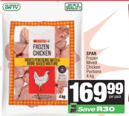 SPAR Frozen Mixed Chicken Portions 4 kg