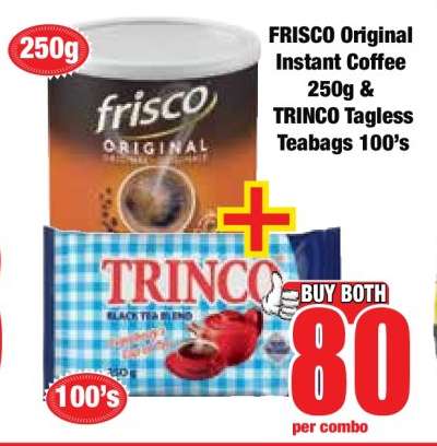 FRISCO Original Instant Coffee 250g & TRINCO Tagless Teabags 100's