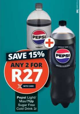 Pepsi Light/Max/7Up Sugar Free Cold Drink 2L