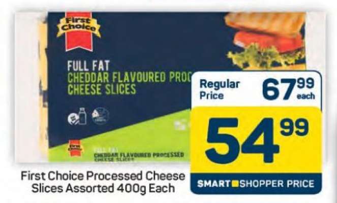 First Choice Processed Cheese Slices Assorted 400g Each