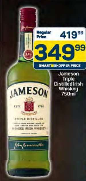 Jameson Triple Distilled Irish Whiskey 750ml