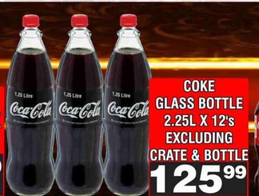 COKE GLASS BOTTLE 2.25L X 12's
