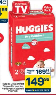 HUGGIES DRY COMFORT DISPOSABLE NAPPIES VALUE PACK