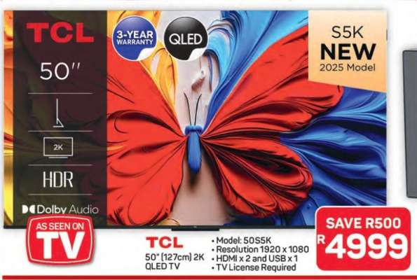 TCL 50'' (127cm) 2K QLED TV