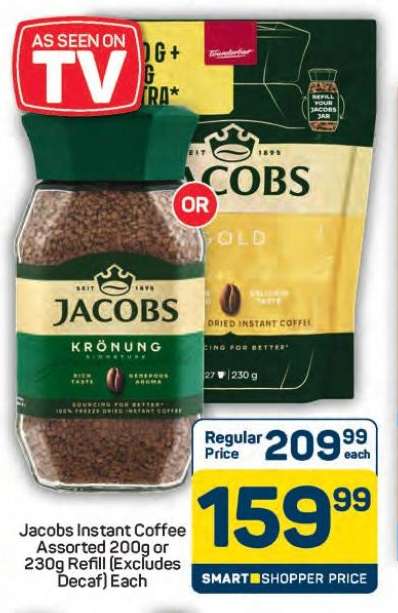 Jacobs Instant Coffee Assorted 200g or 230g Refill