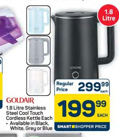 Goldair 1.8 Litre Stainless Steel Cool Touch Cordless Kettle