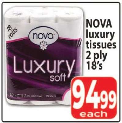 NOVA luxury tissues 2 ply 18's