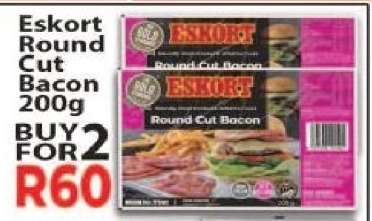 Eskort Round Cut Bacon 200g