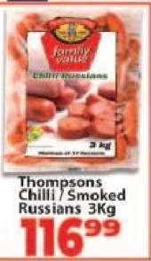 Thompsons Chilli Smoked Russians 3Kg
