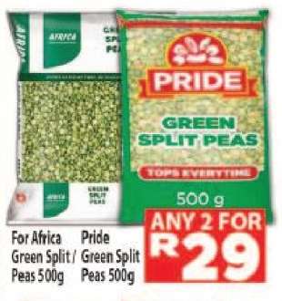 For Africa Green Split Peas 500g / Pride Green Split Peas 500g